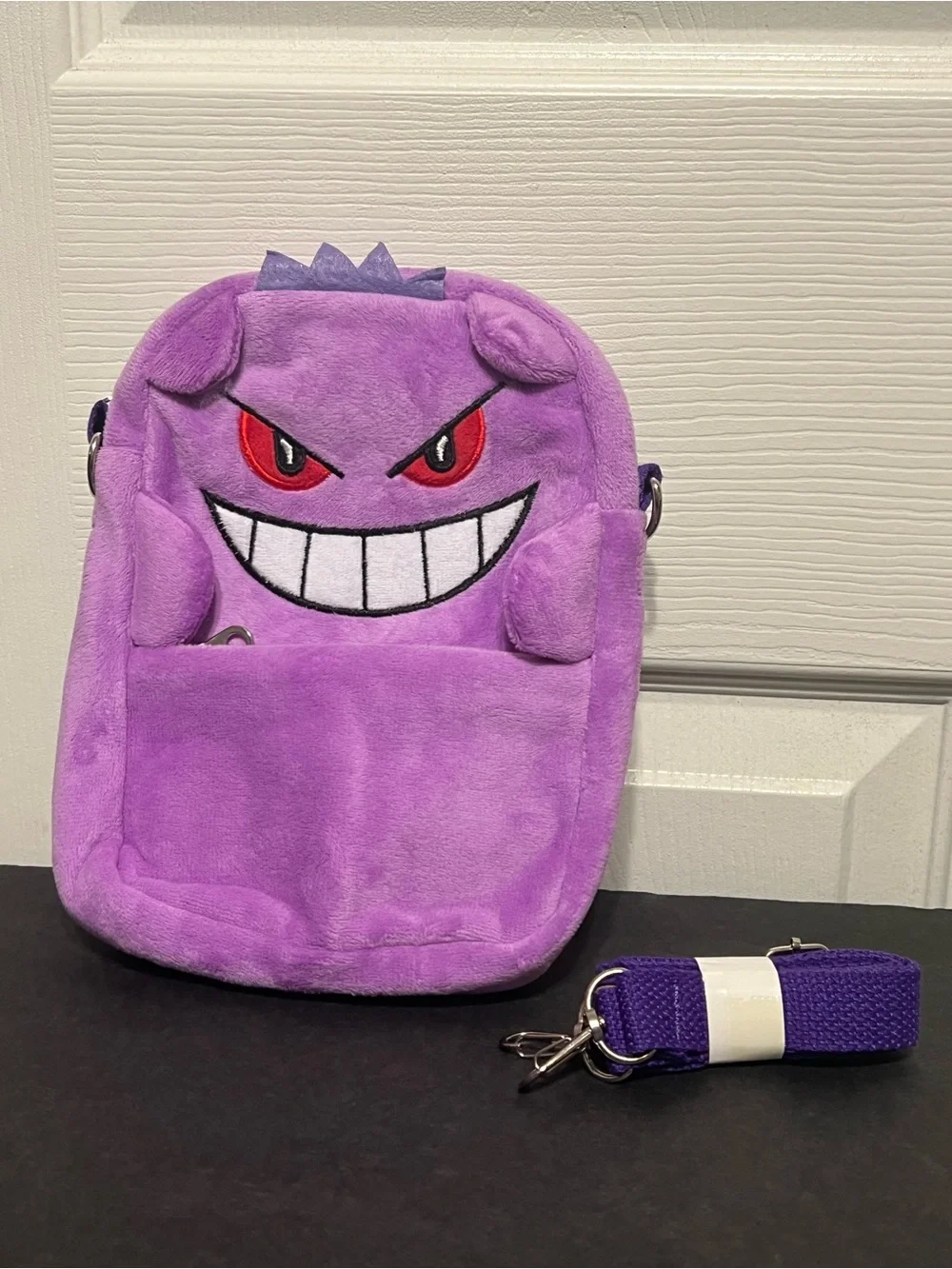 Pokemon Gengar Purple Plush Character Crossbody Bag